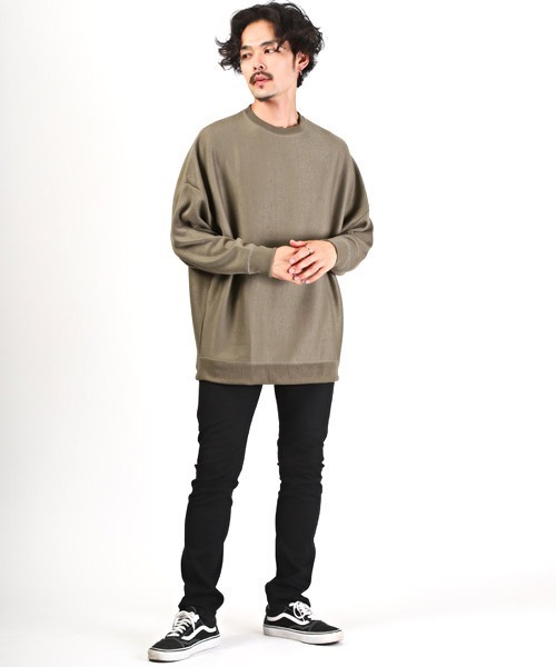 LUXSTYLE(ラグスタイル)の「ミラノリブクルーネックBIGニットソー(ニット/セーター・メンズ・グリーン/ブラウン/ホワイト/チャコール/ブルー/ブラック/ワイン/グレイッシュベージュ・M/L)」の17枚目の写真