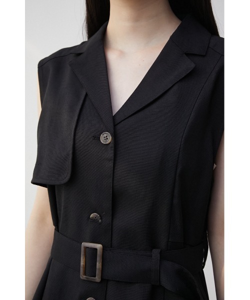 AZUL by moussy（アズールバイマウジー）の「SINGLE FLAP GILET ONEPIECE/シングルフラップジレワンピース（ワンピース・レディース・ライトカーキ/ブラック/ライトベージュ・SMALL/MEDIUM）」の10枚目の写真