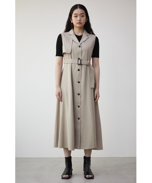 AZUL by moussy（アズールバイマウジー）の「SINGLE FLAP GILET ONEPIECE/シングルフラップジレワンピース（ワンピース・レディース・ライトカーキ/ブラック/ライトベージュ・SMALL/MEDIUM）」の15枚目の写真