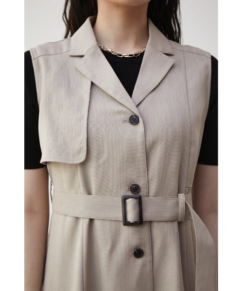 AZUL by moussy（アズールバイマウジー）の「SINGLE FLAP GILET ONEPIECE/シングルフラップジレワンピース（ワンピース・レディース・ライトカーキ/ブラック/ライトベージュ・SMALL/MEDIUM）」の18枚目の写真