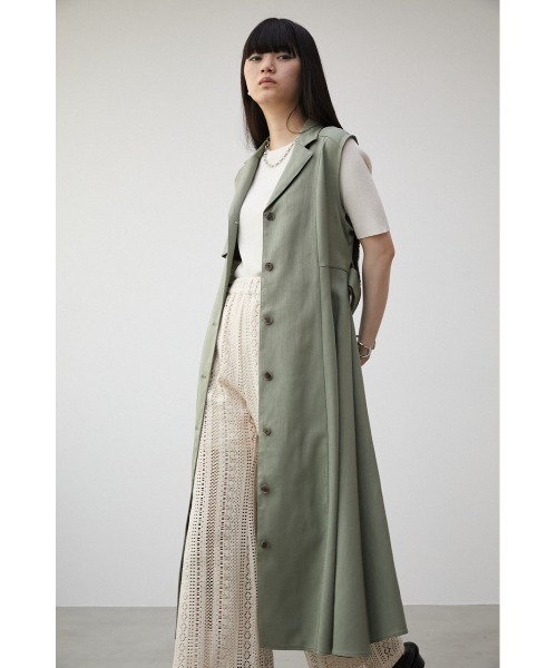 AZUL by moussy（アズールバイマウジー）の「SINGLE FLAP GILET ONEPIECE/シングルフラップジレワンピース（ワンピース・レディース・ライトカーキ/ブラック/ライトベージュ・SMALL/MEDIUM）」の22枚目の写真