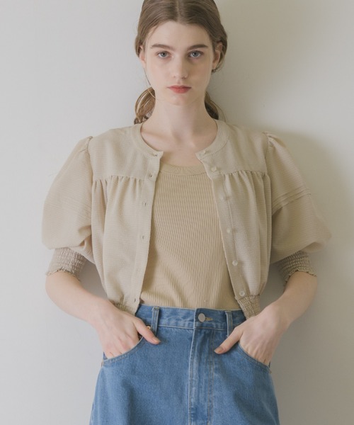 idem(イデム)の「sheer check volume blouse/シアーチェックブラウス(シャツ/ブラウス・レディース・ベージュ/ブラウン/ブルー・FREE)」の17枚目の写真