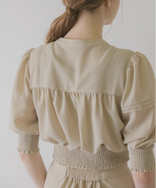 idem(イデム)の「sheer check volume blouse/シアーチェックブラウス(シャツ/ブラウス・レディース・ベージュ/ブラウン/ブルー・FREE)」の16枚目の写真