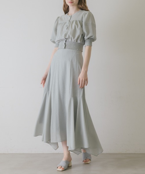 idem(イデム)の「sheer check volume blouse/シアーチェックブラウス(シャツ/ブラウス・レディース・ベージュ/ブラウン/ブルー・FREE)」の22枚目の写真