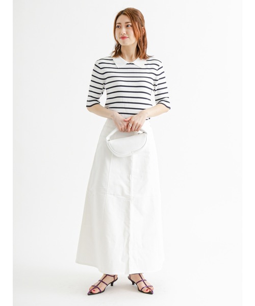 Te chichi（テチチ）の「パール使い衿リブニットプルオーバー（ニット/セーター・レディース・ネイビー/ブラック/オフホワイト・ﾌﾘ-）」の13枚目の写真