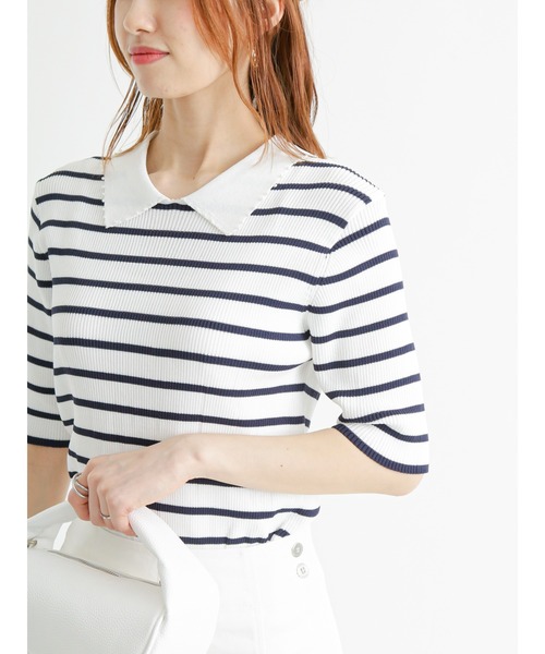 Te chichi（テチチ）の「パール使い衿リブニットプルオーバー（ニット/セーター・レディース・ネイビー/ブラック/オフホワイト・ﾌﾘ-）」の10枚目の写真