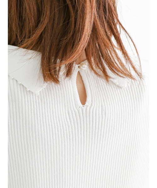 Te chichi（テチチ）の「パール使い衿リブニットプルオーバー（ニット/セーター・レディース・ネイビー/ブラック/オフホワイト・ﾌﾘ-）」の9枚目の写真