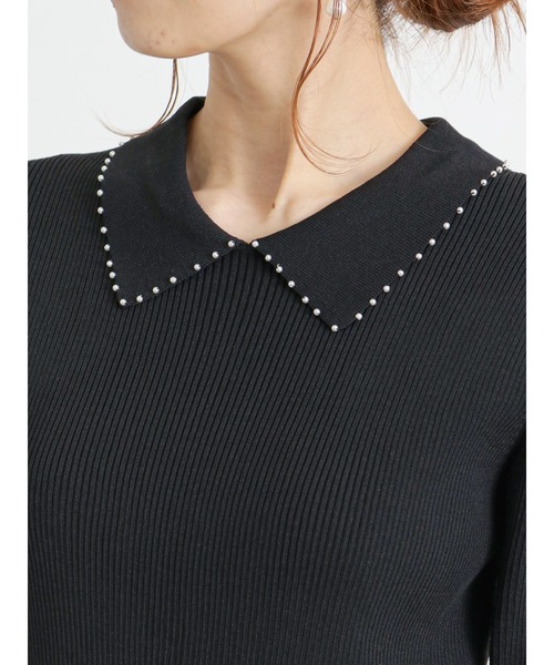 Te chichi（テチチ）の「パール使い衿リブニットプルオーバー（ニット/セーター・レディース・ネイビー/ブラック/オフホワイト・ﾌﾘ-）」の16枚目の写真