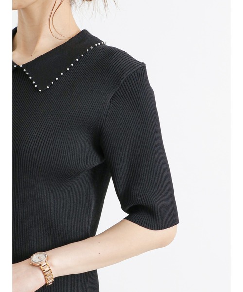 Te chichi（テチチ）の「パール使い衿リブニットプルオーバー（ニット/セーター・レディース・ネイビー/ブラック/オフホワイト・ﾌﾘ-）」の17枚目の写真