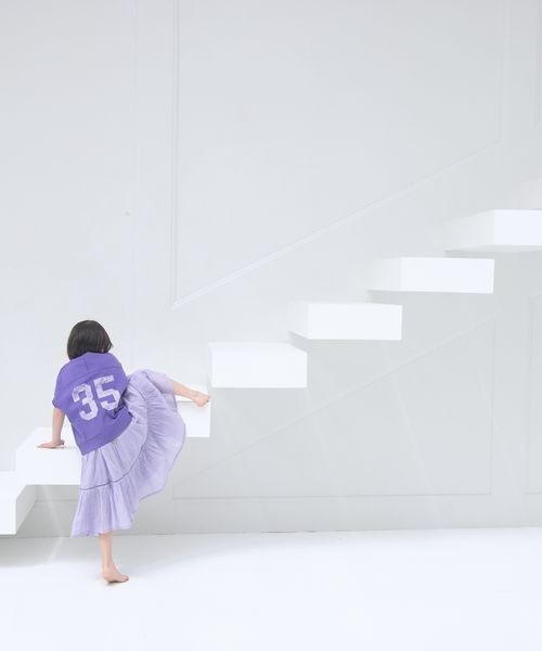 LOWRYS FARM（ローリーズファーム）の「ナンバリングフレンチスリーブ　197613（Tシャツ/カットソー・キッズ・パープル/イエロー/チャコールグレー/オフホワイト・110cm/120cm/130cm/140cm/150cm）」の9枚目の写真