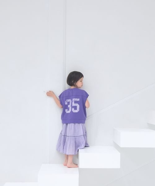 LOWRYS FARM（ローリーズファーム）の「ナンバリングフレンチスリーブ　197613（Tシャツ/カットソー・キッズ・パープル/イエロー/チャコールグレー/オフホワイト・110cm/120cm/130cm/140cm/150cm）」の11枚目の写真