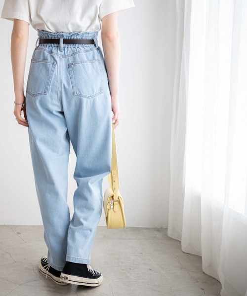 WEGO（ウィゴー）の「WEGO/【マルチサイズ】ウエストフリルタックテーパードデニムパンツ（デニムパンツ・レディース・ライトインディゴブルー/コバルトブルー・X-SMALL/SMALL/MEDIUM/LARGE）」の13枚目の写真