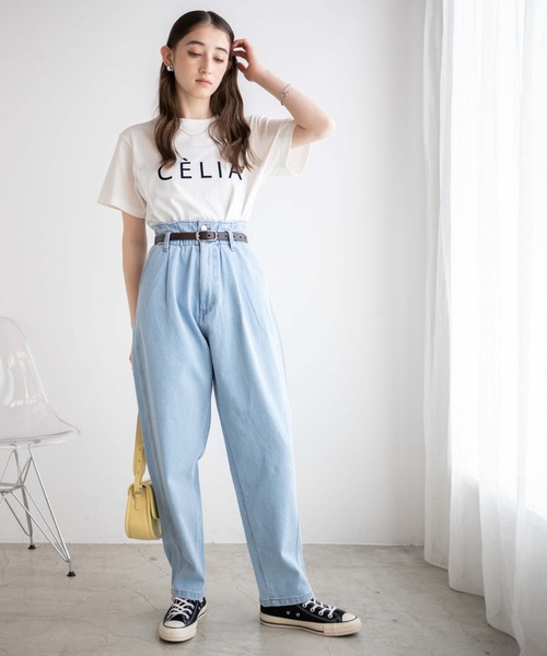 WEGO（ウィゴー）の「WEGO/【マルチサイズ】ウエストフリルタックテーパードデニムパンツ（デニムパンツ・レディース・ライトインディゴブルー/コバルトブルー・X-SMALL/SMALL/MEDIUM/LARGE）」の4枚目の写真