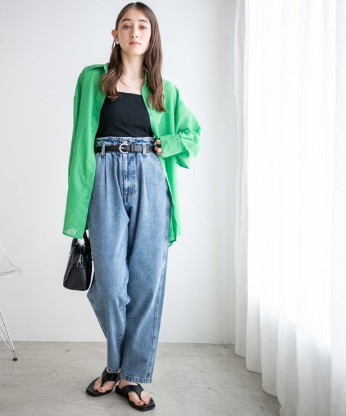 WEGO（ウィゴー）の「WEGO/【マルチサイズ】ウエストフリルタックテーパードデニムパンツ（デニムパンツ・レディース・ライトインディゴブルー/コバルトブルー・X-SMALL/SMALL/MEDIUM/LARGE）」の10枚目の写真