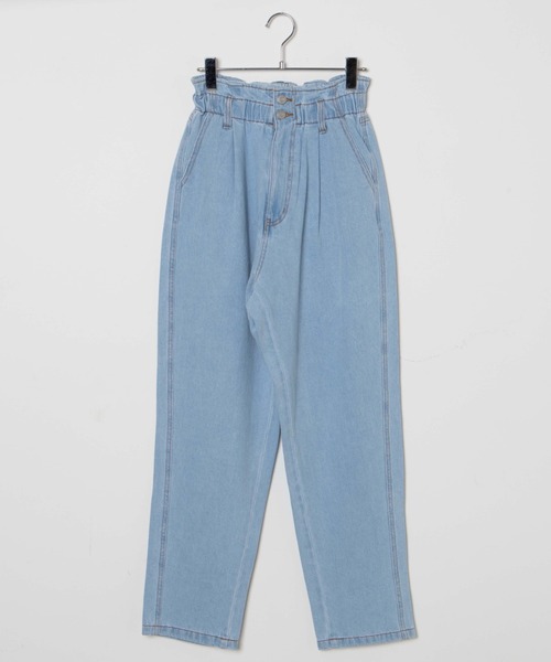 WEGO（ウィゴー）の「WEGO/【マルチサイズ】ウエストフリルタックテーパードデニムパンツ（デニムパンツ・レディース・ライトインディゴブルー/コバルトブルー・X-SMALL/SMALL/MEDIUM/LARGE）」の8枚目の写真