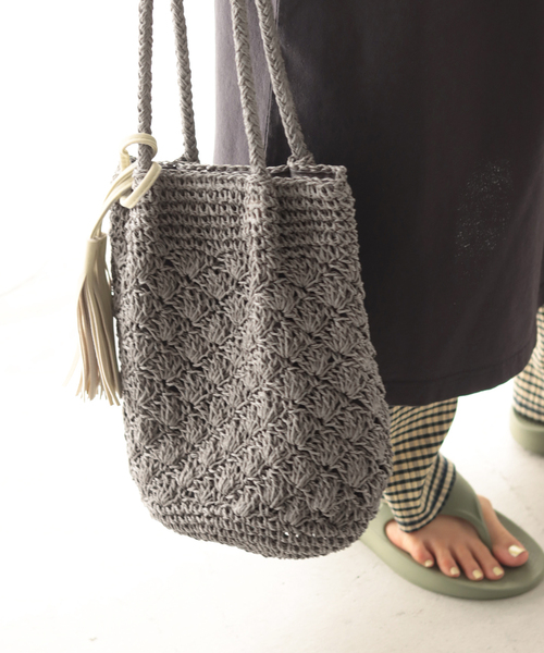 JOURNAL STANDARD relume（ジャーナルスタンダード　レリューム）の「《追加》RELUMEペーパーフリンジバッグ（ハンドバッグ・レディース・チャコールグレー/ネイビー/オレンジ/アイボリー・FREE）」の12枚目の写真