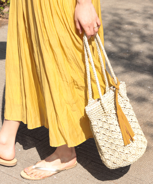 JOURNAL STANDARD relume（ジャーナルスタンダード　レリューム）の「《追加》RELUMEペーパーフリンジバッグ（ハンドバッグ・レディース・チャコールグレー/ネイビー/オレンジ/アイボリー・FREE）」の9枚目の写真