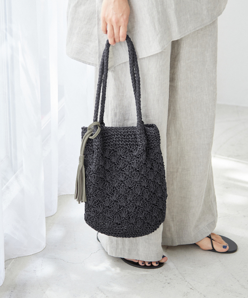 JOURNAL STANDARD relume（ジャーナルスタンダード　レリューム）の「《追加》RELUMEペーパーフリンジバッグ（ハンドバッグ・レディース・チャコールグレー/ネイビー/オレンジ/アイボリー・FREE）」の21枚目の写真