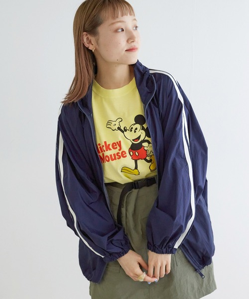 美品✨ ダブルクローゼット W closet ブルゾン ジャケット F ネイビー w closet（ダブルクローゼット）の「袖ラインナイロンジャケット