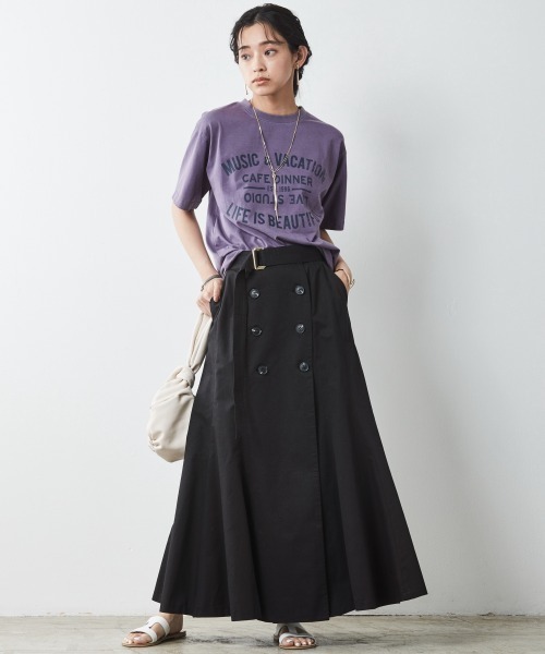 CHIC STYLE(シックスタイル)の「<大きいサイズ>綿100%ピグメント染ロゴプリントTシャツ シックスタイル(Tシャツ/カットソー・レディース・パープル/ネイビー系・5L/LL/4L/L/3L)」の3枚目の写真