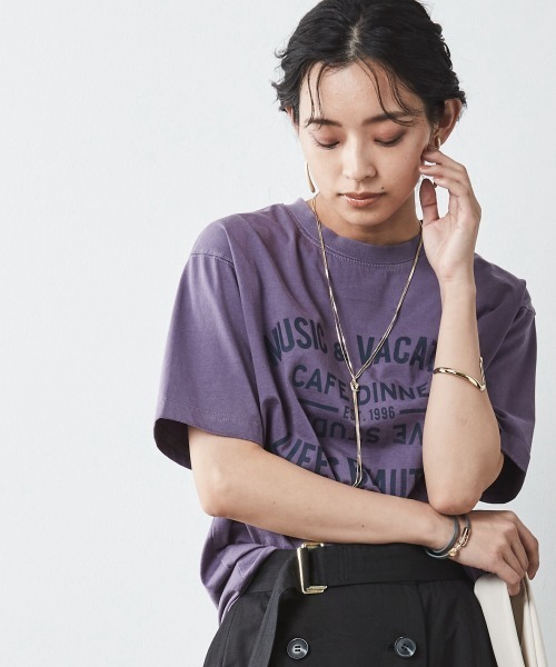 CHIC STYLE(シックスタイル)の「<大きいサイズ>綿100%ピグメント染ロゴプリントTシャツ シックスタイル(Tシャツ/カットソー・レディース・パープル/ネイビー系・5L/LL/4L/L/3L)」の12枚目の写真