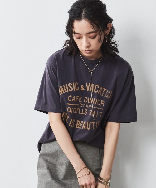 CHIC STYLE(シックスタイル)の「<大きいサイズ>綿100%ピグメント染ロゴプリントTシャツ シックスタイル(Tシャツ/カットソー・レディース・パープル/ネイビー系・5L/LL/4L/L/3L)」の16枚目の写真