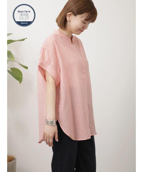 Lugnoncure（ルノンキュール）の「ポリ麻ギャザーブラウス（シャツ/ブラウス・レディース・チャコールグレー/オフホワイト/ピンク/ネイビー・F）」の5枚目の写真