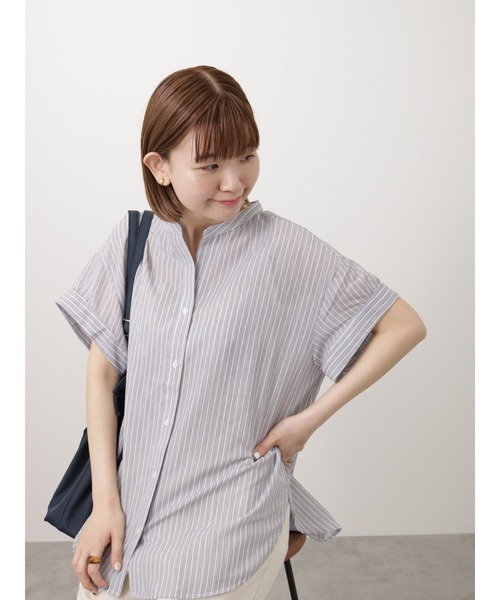 Lugnoncure（ルノンキュール）の「ポリ麻ギャザーブラウス（シャツ/ブラウス・レディース・チャコールグレー/オフホワイト/ピンク/ネイビー・F）」の3枚目の写真