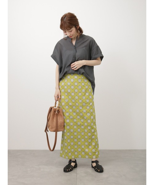 Lugnoncure（ルノンキュール）の「ポリ麻ギャザーブラウス（シャツ/ブラウス・レディース・チャコールグレー/オフホワイト/ピンク/ネイビー・F）」の6枚目の写真