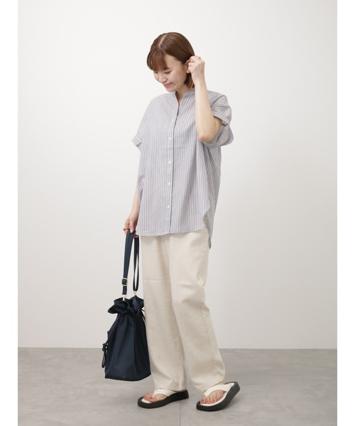 Lugnoncure（ルノンキュール）の「ポリ麻ギャザーブラウス（シャツ/ブラウス・レディース・チャコールグレー/オフホワイト/ピンク/ネイビー・F）」の12枚目の写真