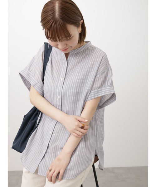 Lugnoncure（ルノンキュール）の「ポリ麻ギャザーブラウス（シャツ/ブラウス・レディース・チャコールグレー/オフホワイト/ピンク/ネイビー・F）」の13枚目の写真