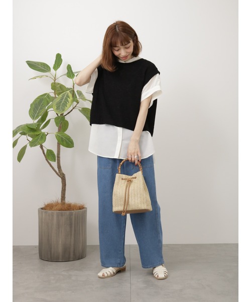 Lugnoncure（ルノンキュール）の「ポリ麻ギャザーブラウス（シャツ/ブラウス・レディース・チャコールグレー/オフホワイト/ピンク/ネイビー・F）」の16枚目の写真