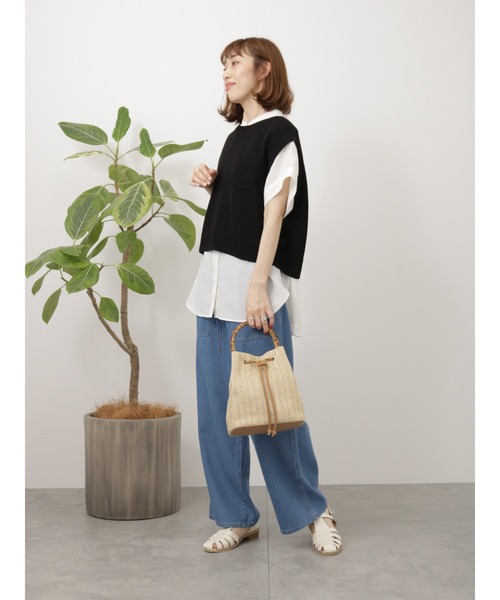 Lugnoncure（ルノンキュール）の「ポリ麻ギャザーブラウス（シャツ/ブラウス・レディース・チャコールグレー/オフホワイト/ピンク/ネイビー・F）」の17枚目の写真