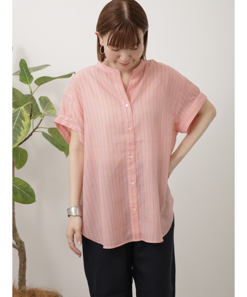 Lugnoncure（ルノンキュール）の「ポリ麻ギャザーブラウス（シャツ/ブラウス・レディース・チャコールグレー/オフホワイト/ピンク/ネイビー・F）」の22枚目の写真