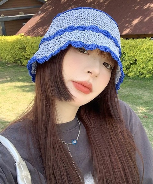Revo.（レボ）の「雑材風 ラインスカラップ バケットハット（ハット・レディース・ブラウン/ベージュ/ブルー/アイボリー・FREE）」の22枚目の写真