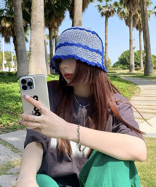 Revo.（レボ）の「雑材風 ラインスカラップ バケットハット（ハット・レディース・ブラウン/ベージュ/ブルー/アイボリー・FREE）」の21枚目の写真