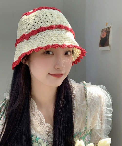 Revo.（レボ）の「雑材風 ラインスカラップ バケットハット（ハット・レディース・ブラウン/ベージュ/ブルー/アイボリー・FREE）」の7枚目の写真