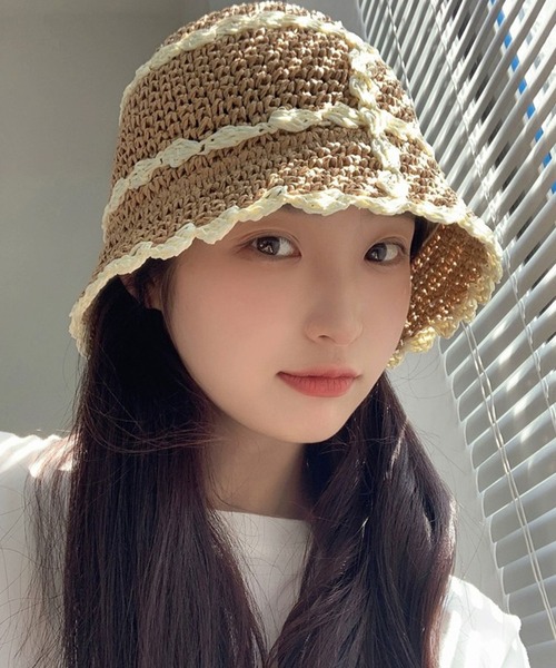 Revo.（レボ）の「雑材風 ラインスカラップ バケットハット（ハット・レディース・ブラウン/ベージュ/ブルー/アイボリー・FREE）」の8枚目の写真