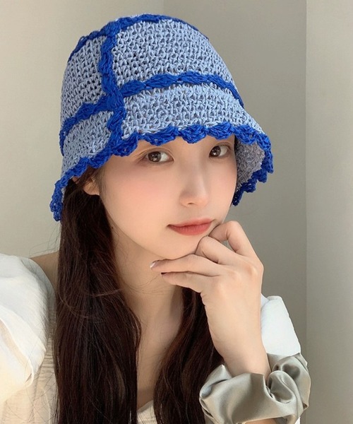 Revo.（レボ）の「雑材風 ラインスカラップ バケットハット（ハット・レディース・ブラウン/ベージュ/ブルー/アイボリー・FREE）」の10枚目の写真