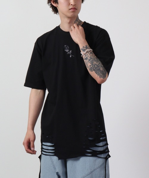 REGIEVO(レジエボ)の「REGIEVO ローズ刺繍古着風ビンテージTシャツ 半袖(Tシャツ/カットソー・メンズ・ブラック/オフホワイト・M/L)」の22枚目の写真