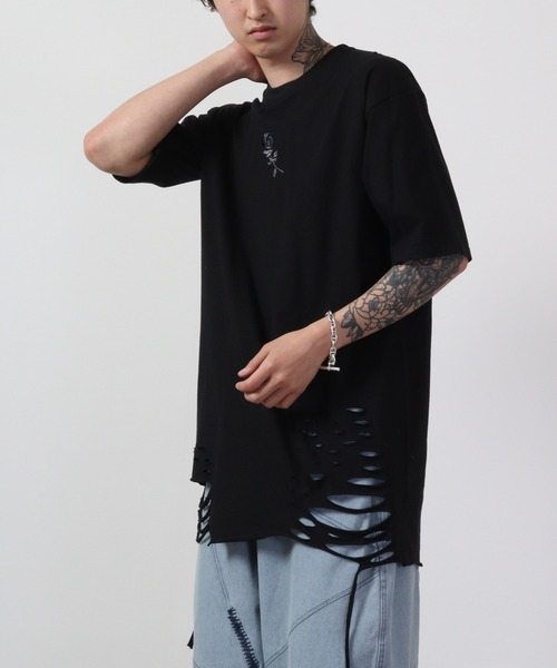 REGIEVO(レジエボ)の「REGIEVO ローズ刺繍古着風ビンテージTシャツ 半袖(Tシャツ/カットソー・メンズ・ブラック/オフホワイト・M/L)」の21枚目の写真