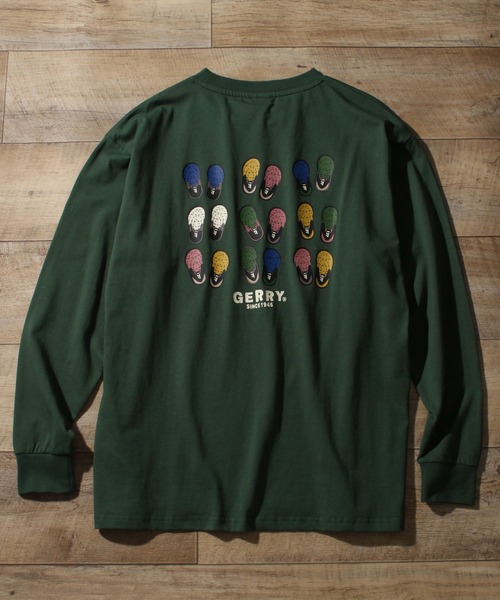 GERRY(ジェリー)の「【GERRY/ジェリー】ヘビーウェイト バックプリント+胸刺繍ロングスリーブTシャツ(Tシャツ/カットソー・メンズ・ブラック/ホワイト/グリーン・L/LL/M)」の3枚目の写真