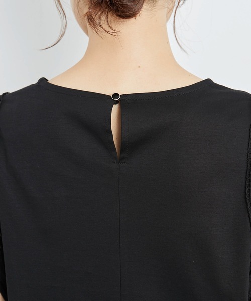 ROPE' PICNIC（ロペピクニック）の「洗える/リンクコーデ/袖レースカットトップス（Tシャツ/カットソー・レディース・ダークグリーン/ホワイト/ブラック・38）」の15枚目の写真