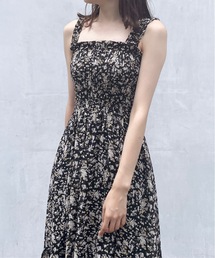 シャーリングキャミロングワンピース