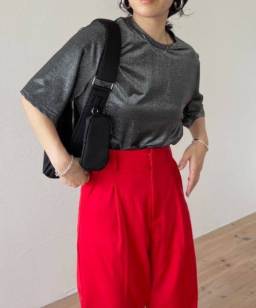 wee9s（ウィークス）の「glitter disco tee / グリッターディスコTシャツ（Tシャツ/カットソー・レディース・ブラック/ベージュ/シルバー・FREE）」の16枚目の写真