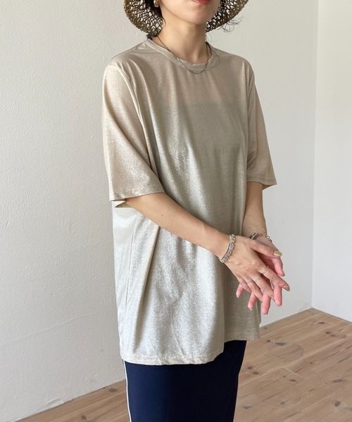 wee9s（ウィークス）の「glitter disco tee / グリッターディスコTシャツ（Tシャツ/カットソー・レディース・ブラック/ベージュ/シルバー・FREE）」の13枚目の写真