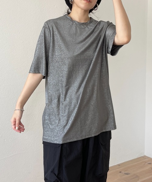 wee9s（ウィークス）の「glitter disco tee / グリッターディスコTシャツ（Tシャツ/カットソー・レディース・ブラック/ベージュ/シルバー・FREE）」の7枚目の写真