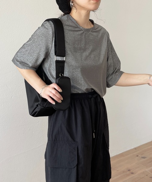 wee9s（ウィークス）の「glitter disco tee / グリッターディスコTシャツ（Tシャツ/カットソー・レディース・ブラック/ベージュ/シルバー・FREE）」の11枚目の写真