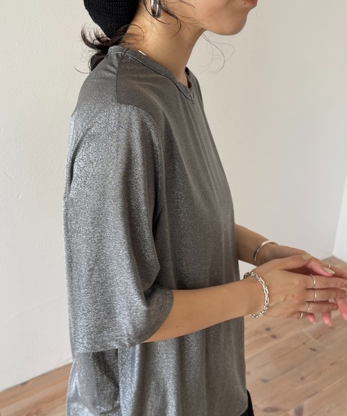 wee9s（ウィークス）の「glitter disco tee / グリッターディスコTシャツ（Tシャツ/カットソー・レディース・ブラック/ベージュ/シルバー・FREE）」の15枚目の写真