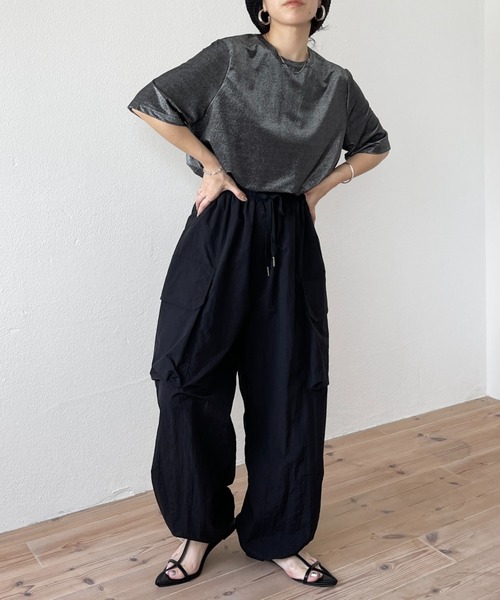 wee9s（ウィークス）の「glitter disco tee / グリッターディスコTシャツ（Tシャツ/カットソー・レディース・ブラック/ベージュ/シルバー・FREE）」の4枚目の写真